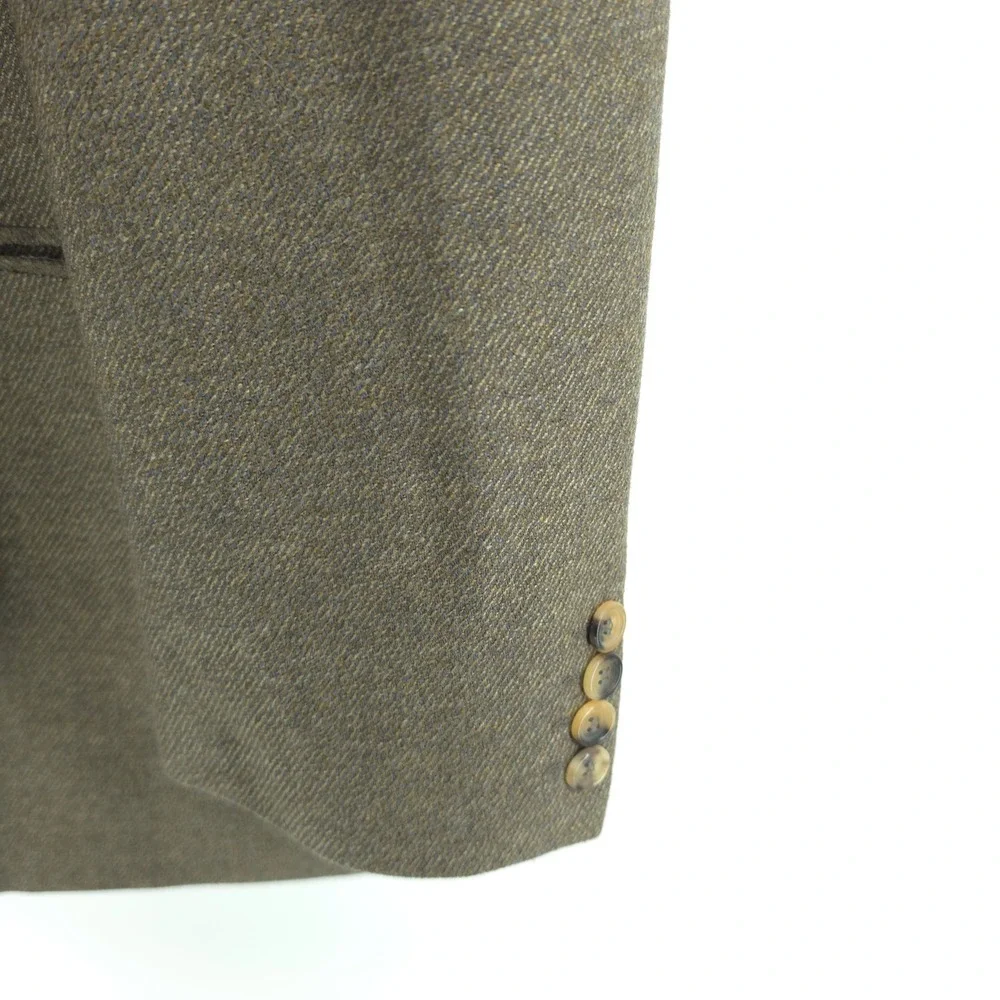Hugo Boss Mens Blazer Wool Cashmere‎ Olive Brown 46R 2 Button Vintage USA Made